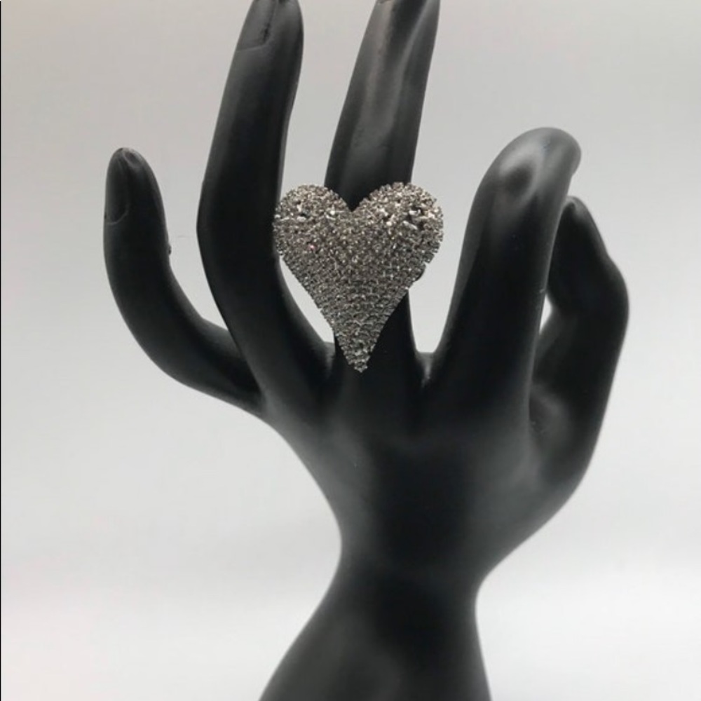 Heart Rhinestone Adjustable Ring